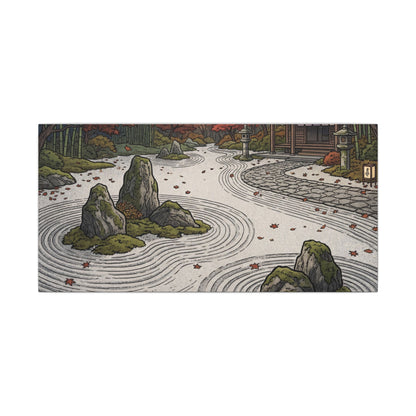 Autumn Rock Garden Ukiyo E Inspired Canvas Art | Peaceful Decor