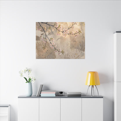 Summer Cherry Blossom Texture Canvas Art | Neutral Decor