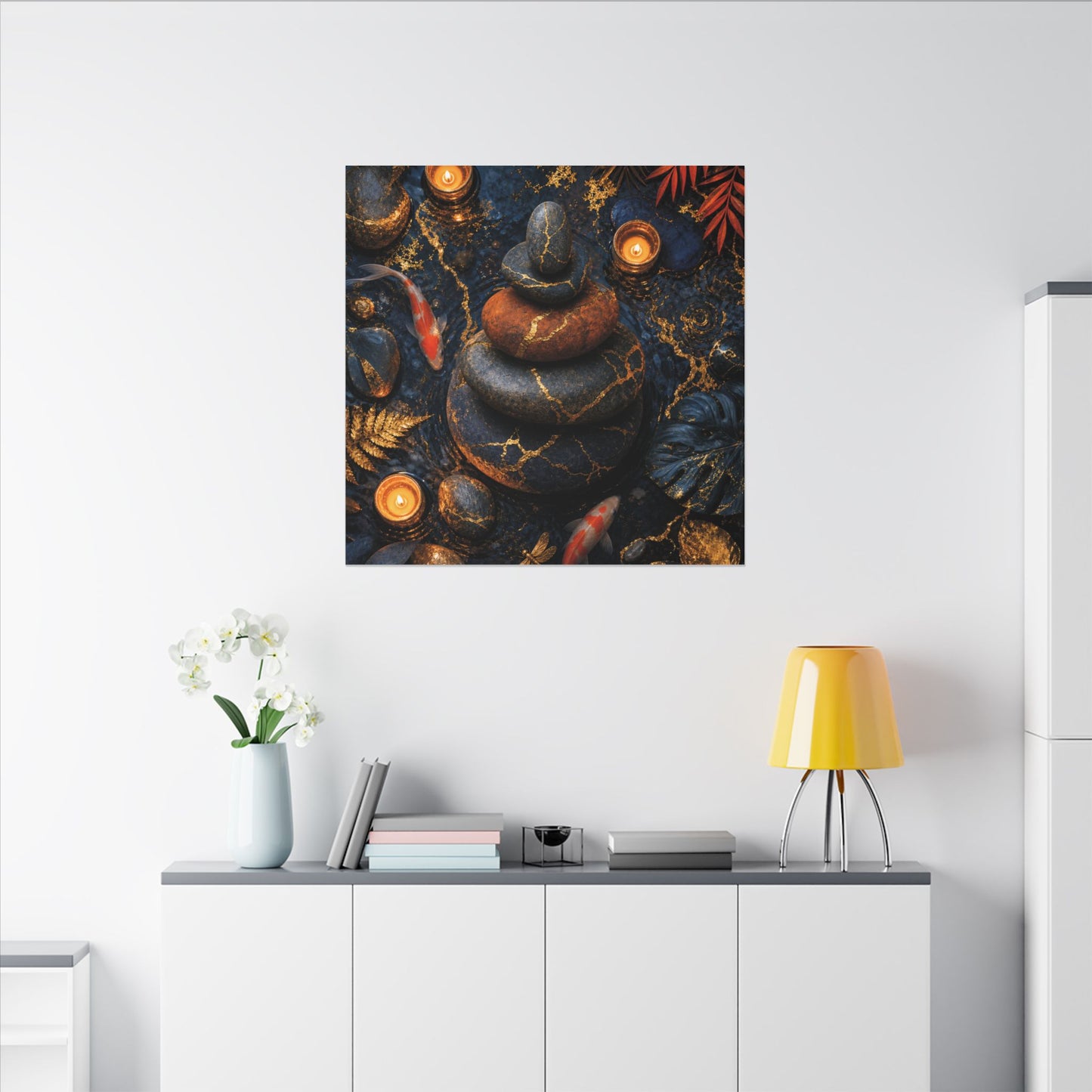 Summer River Stones Gold Vein Canvas Art | Resilient Decor