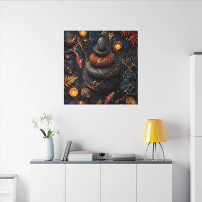 Summer River Stones Gold Vein Canvas Art | Resilient Decor