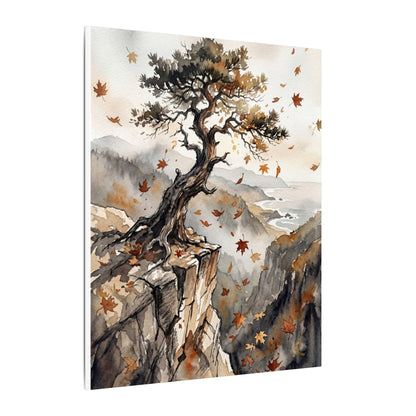 Autumn Pine Tree Watercolor Canvas Art | Warm Decor