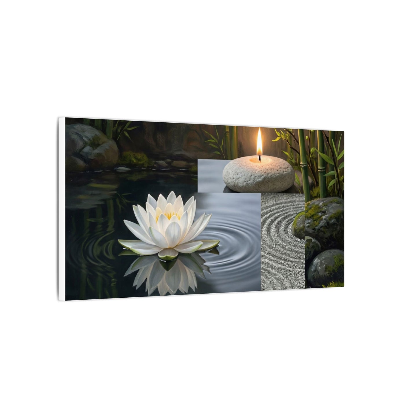 Candlelight Lotus Flower Canvas Art - Zen Kanso