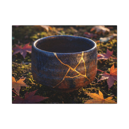 Kanso Moonlit Garden Canvas Art - Kintsugi Gold Repair Art Print