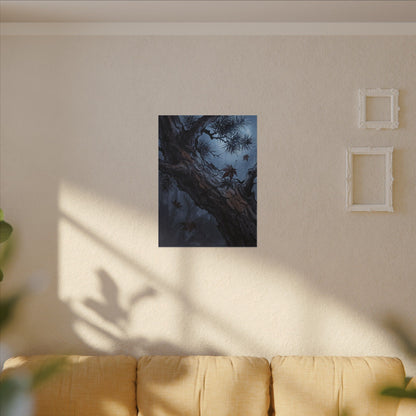 Atmospheric Pine Tree Canvas Art - Shadow Zen Dark Japandi