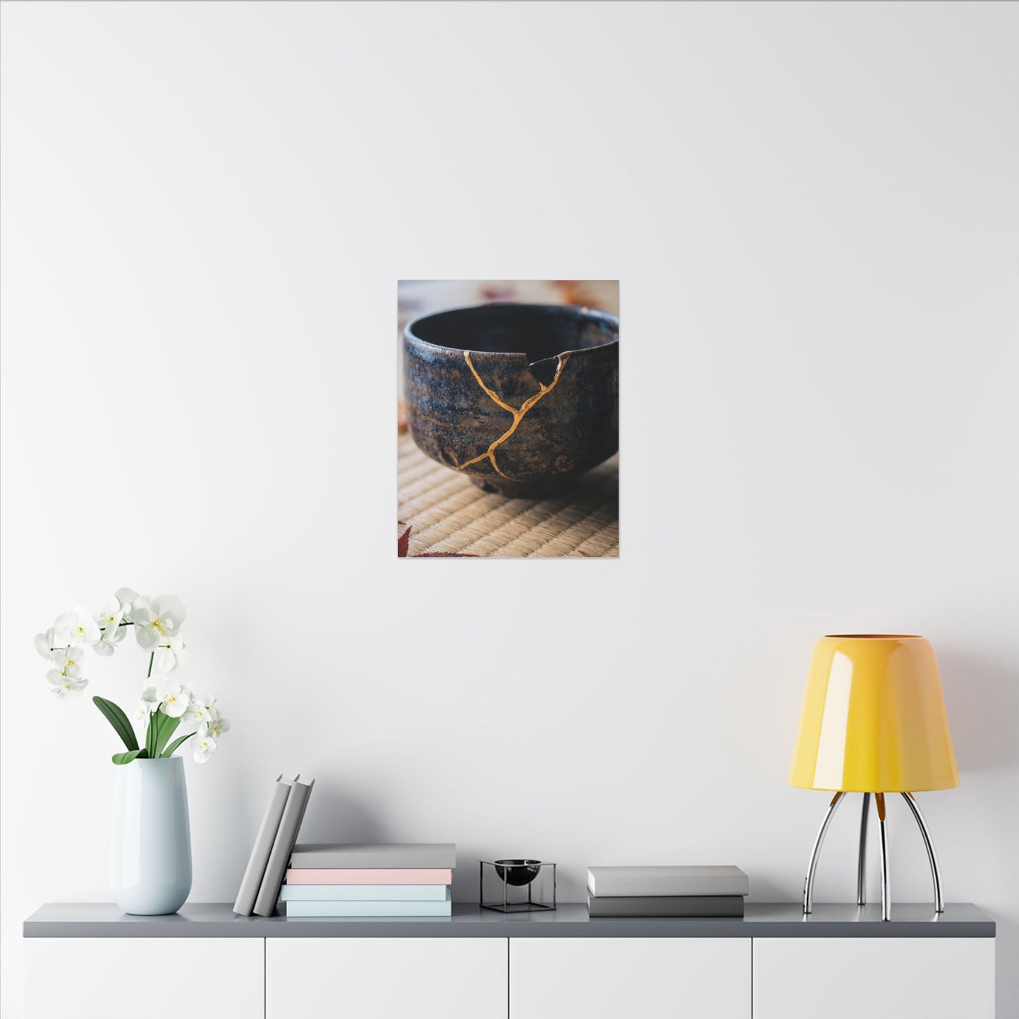 Tea Ceremony Autumn Canvas Art | Kintsugi Healing Design