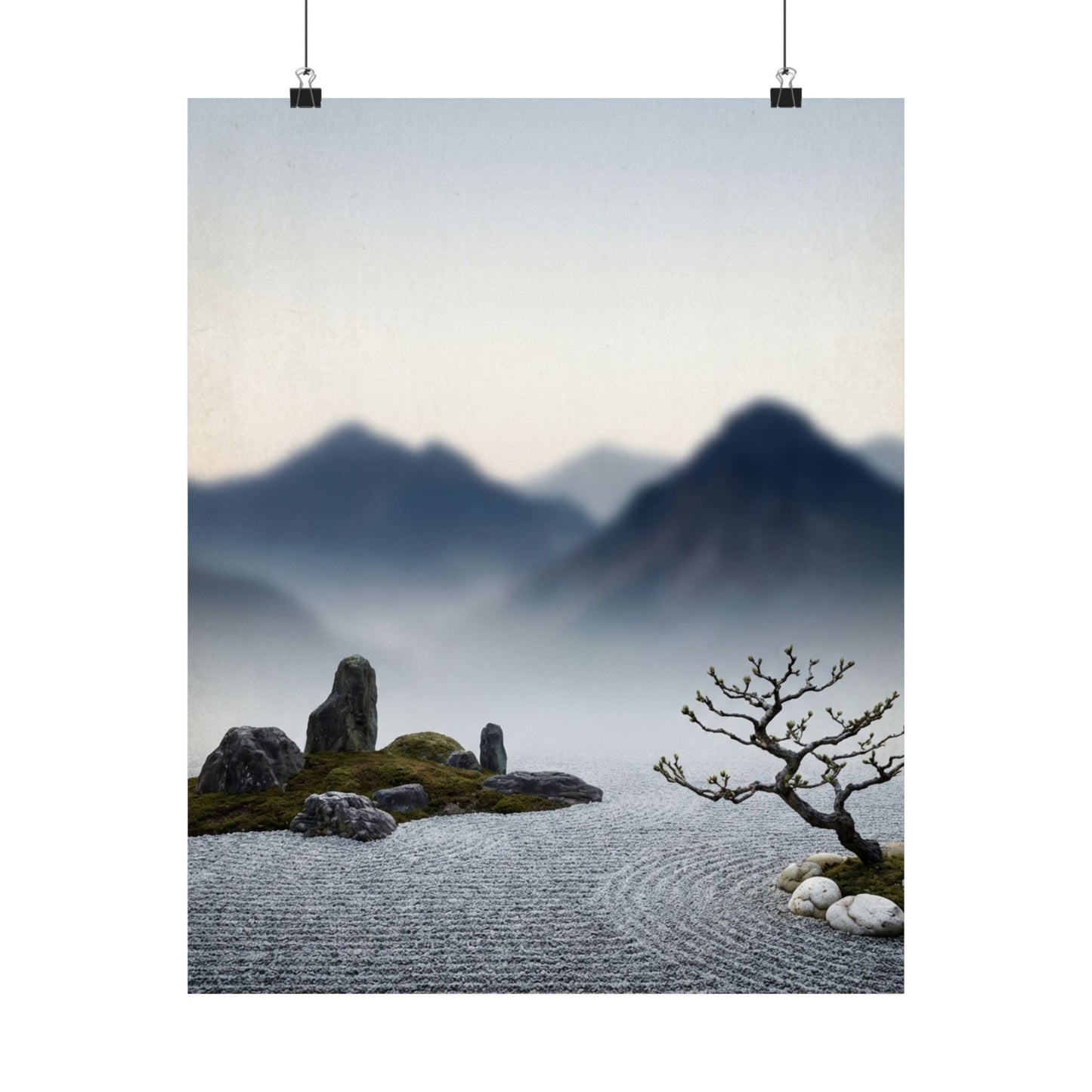Dawn Mountain Mist Wall Art Print - Zen Shibui Art Print