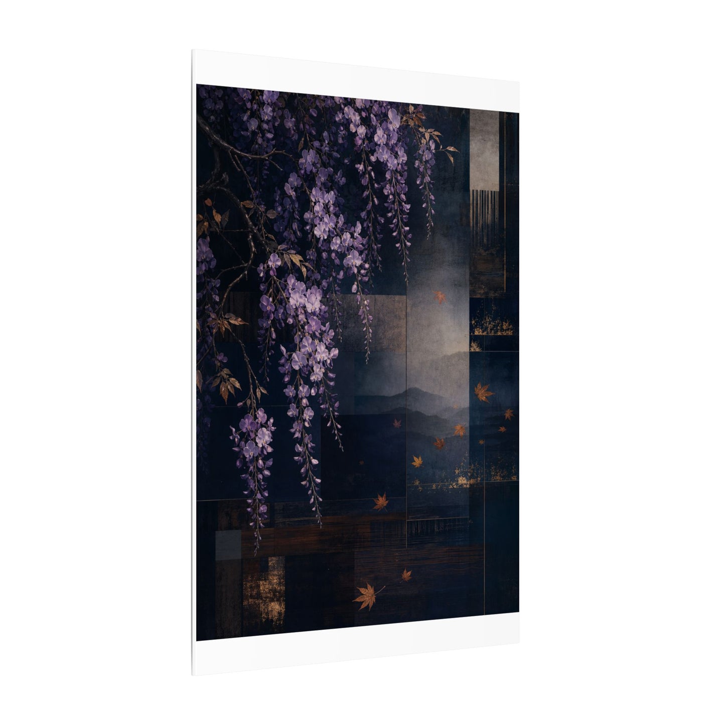 Dawn Wisteria Canvas Art - Dark Japandi Fukinsei