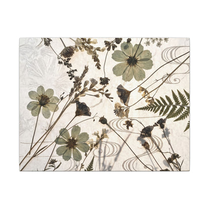 Japandi Dried Flowers in Golden Hour | Japanese Pattern Canvas Art Art Print