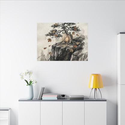 Pine Tree Autumn Canvas Art | Japandi Earthy Design