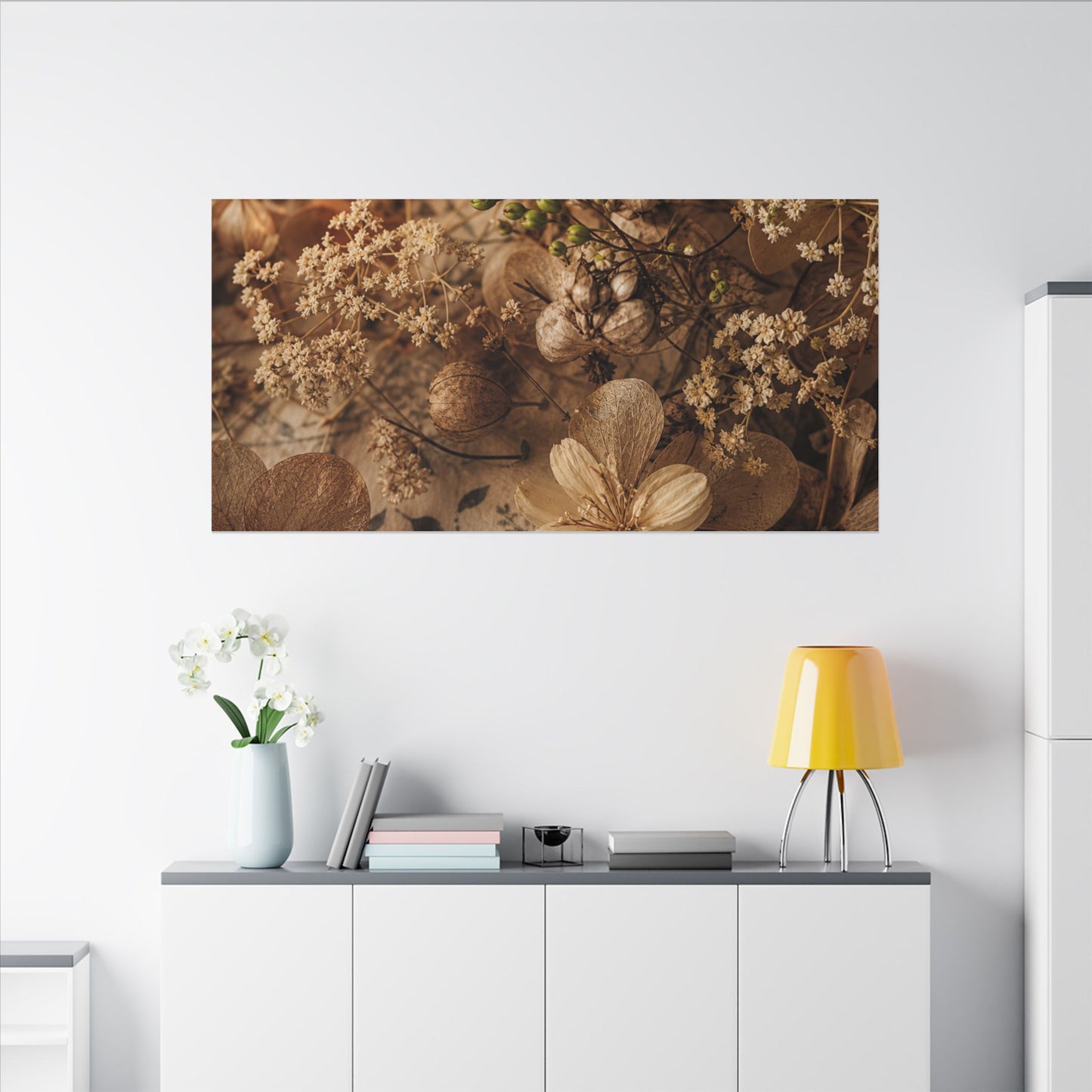Spring Dried Flowers Japanese Pattern Canvas Art | Earthy Decor