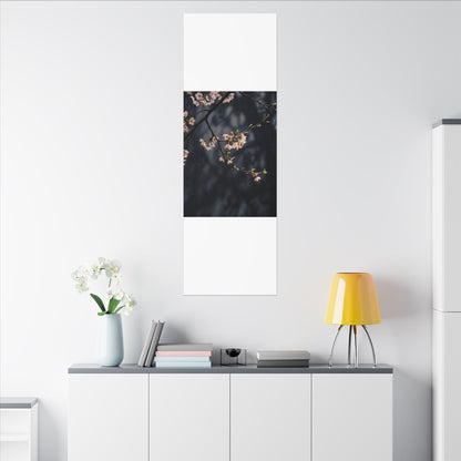 Cherry Blossom Moody Minimal Canvas Art | Bold Dark Japandi Art