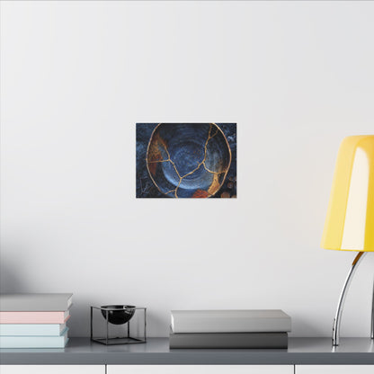Kintsugi Ceramic Bowl in Moonlight | Crackle Gold Canvas Art
