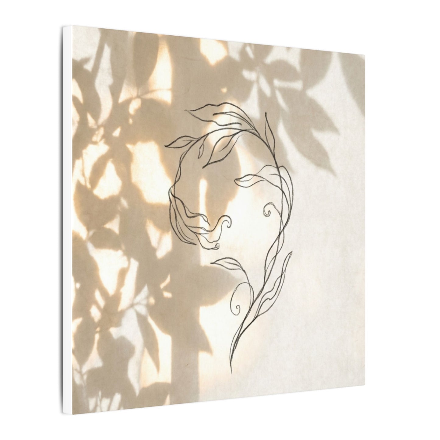 Warm Shoji Screen Canvas Art - Minimal Line Japandi