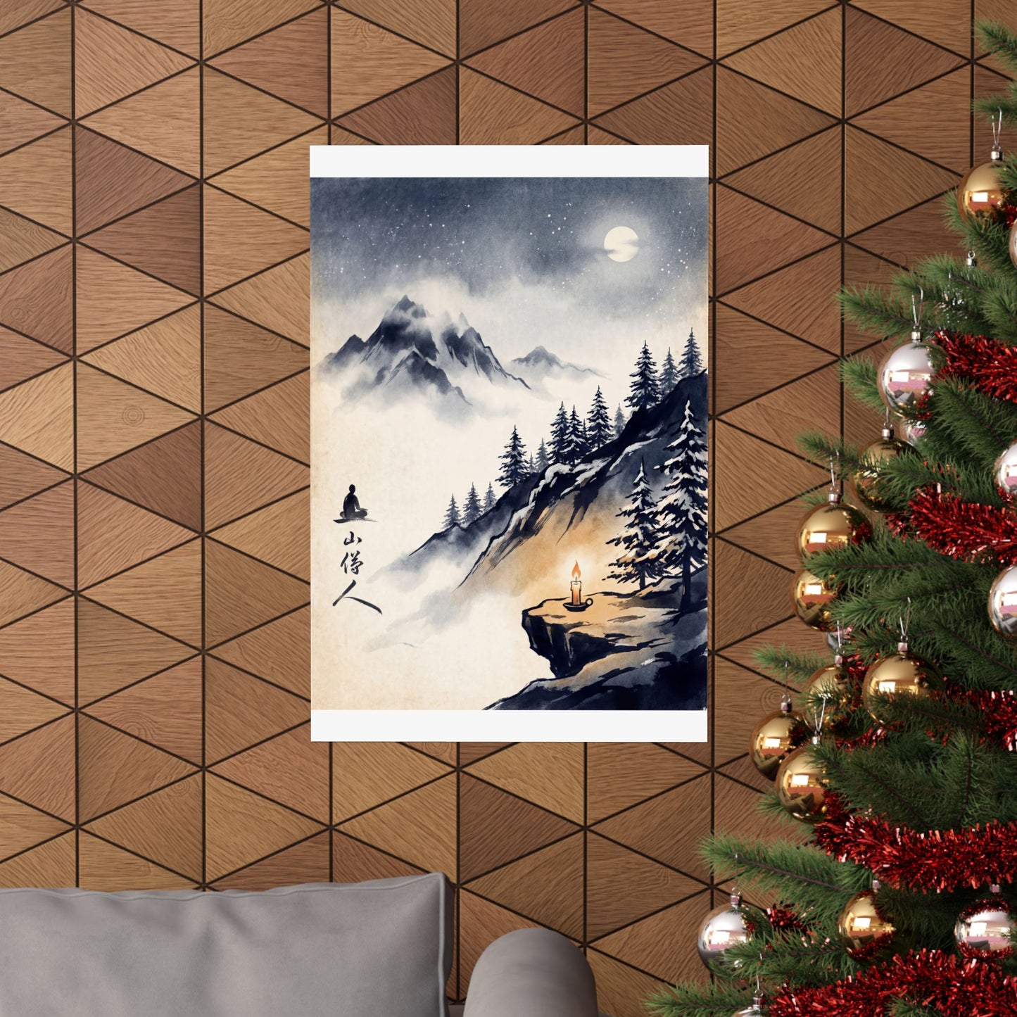 Calm Mountain Mist Wall Art Print - Ukiyo E Inspired Zen