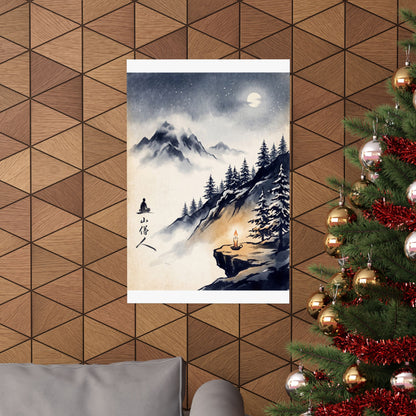 Calm Mountain Mist Wall Art Print - Ukiyo E Inspired Zen