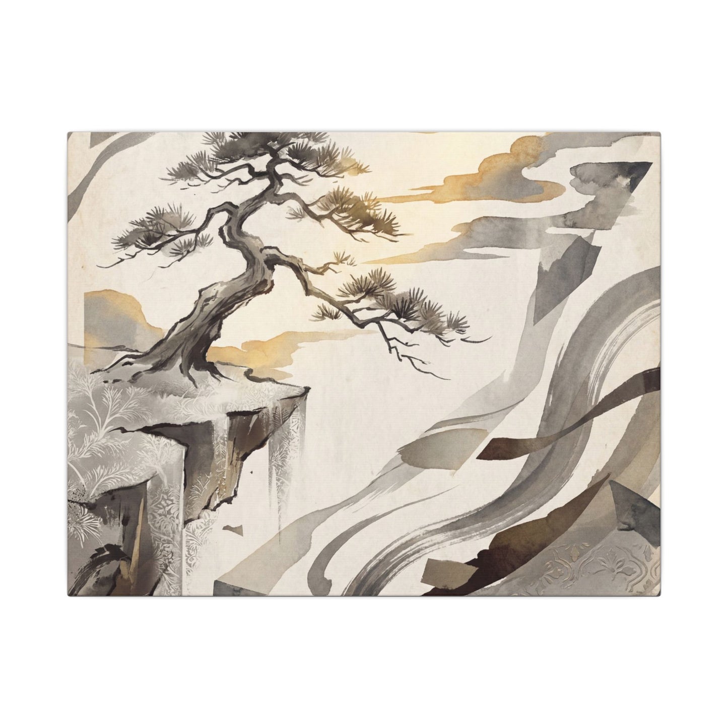 Golden Hour Pine Tree Canvas Art - Japandi Seijaku Art Print