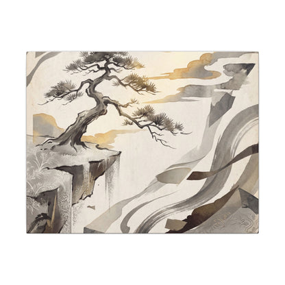 Golden Hour Pine Tree Canvas Art - Japandi Seijaku Art Print
