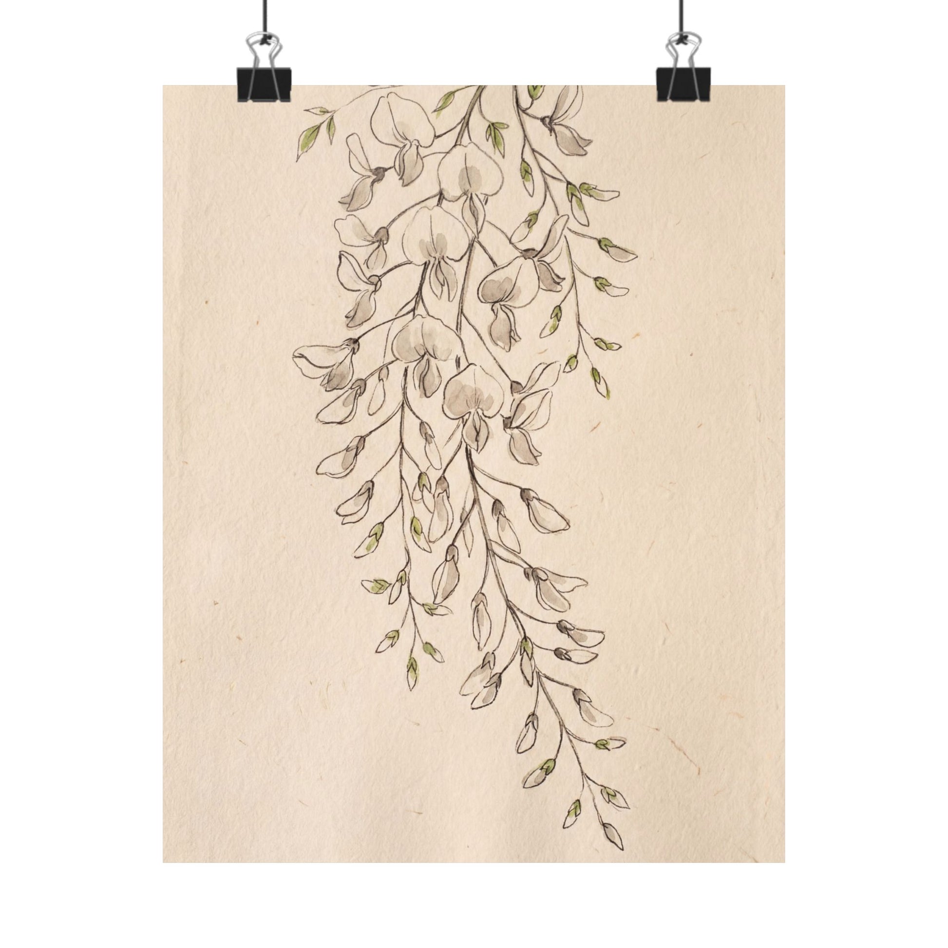 Golden Hour Wisteria Wall Art Print - Japandi Seijaku Art Print