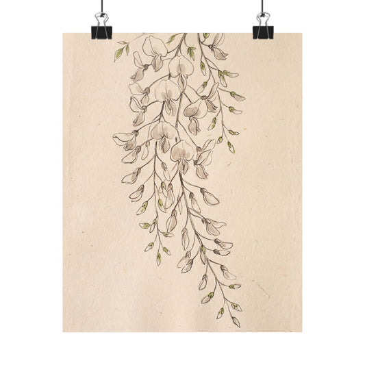 Golden Hour Wisteria Wall Art Print - Japandi Seijaku Art Print