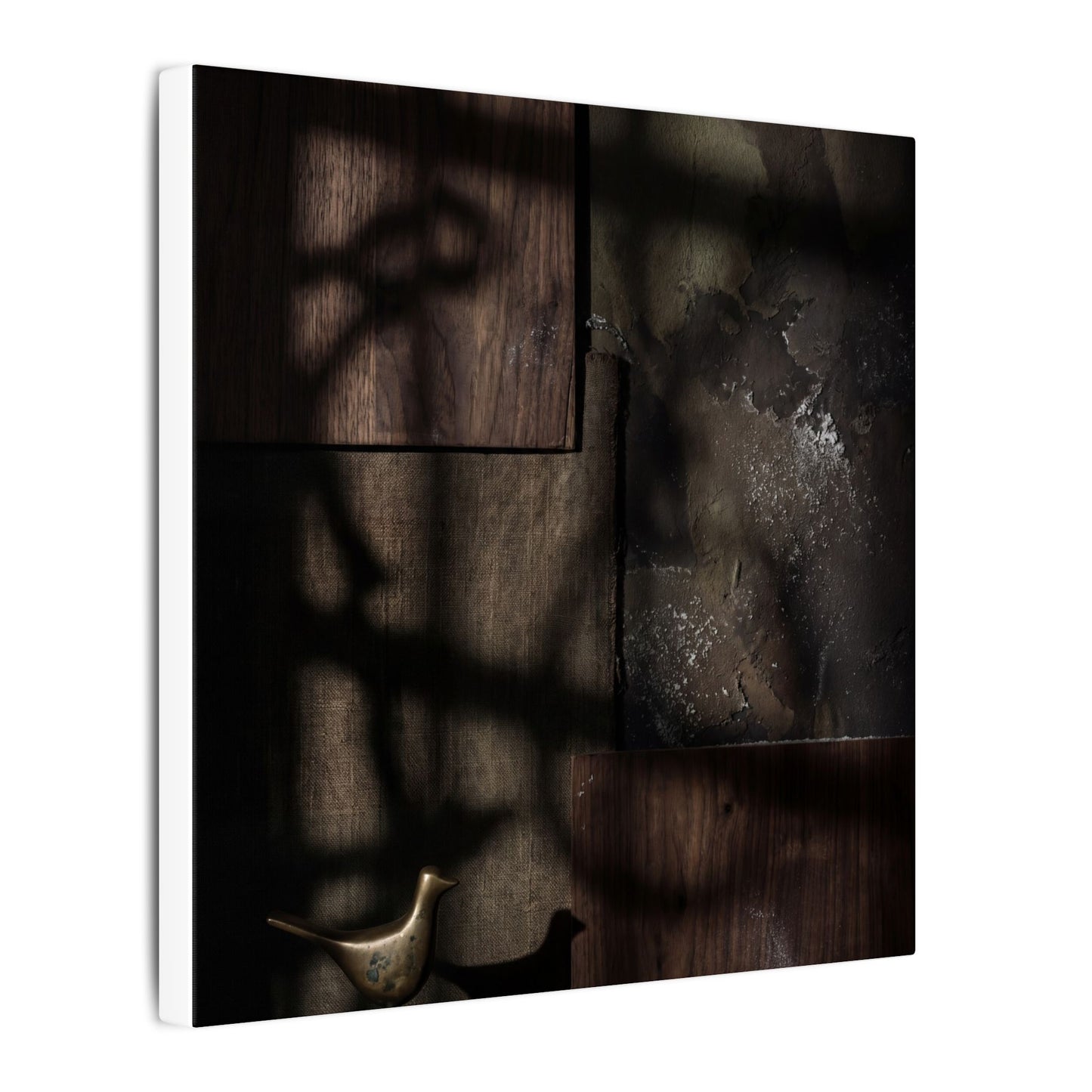 Dark Japandi Shadow Play in Candlelight | Dark Texture Canvas Art