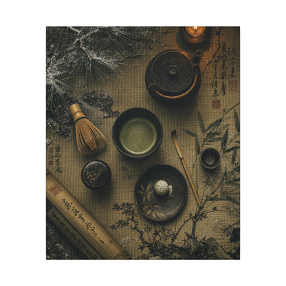 Tea Ceremony Canvas Art | Winter Zen Ukiyo E Inspired Art