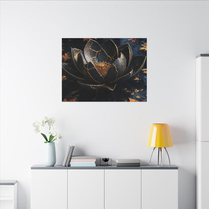 Moonlight Lotus Flower Canvas Art - Kintsugi Fukinsei