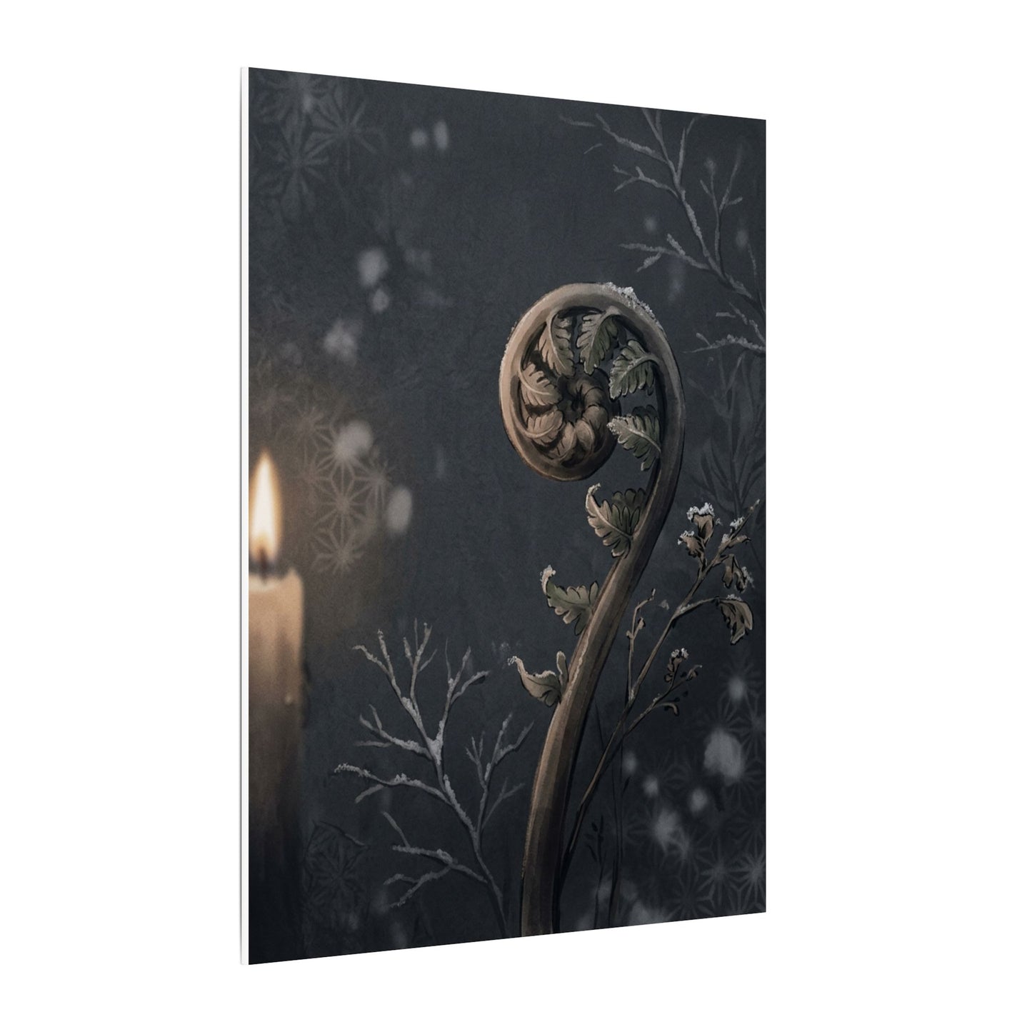 Candlelight Fern Unfurling Canvas Art - Japandi Ma