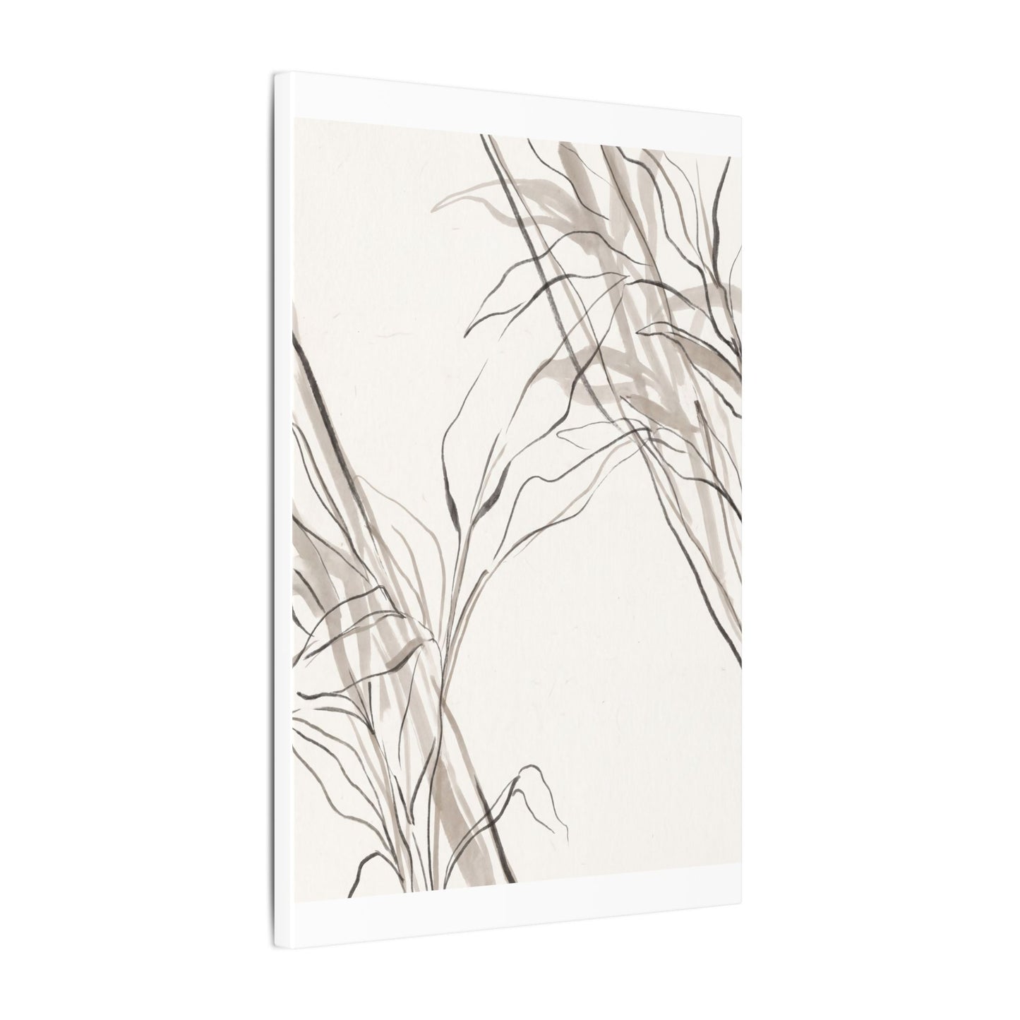 Neutral Shoji Screen Canvas Art - Minimal Line Japandi