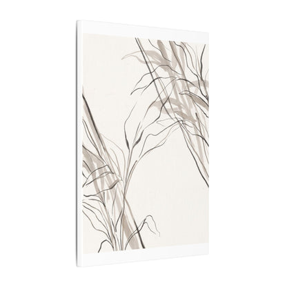 Neutral Shoji Screen Canvas Art - Minimal Line Japandi