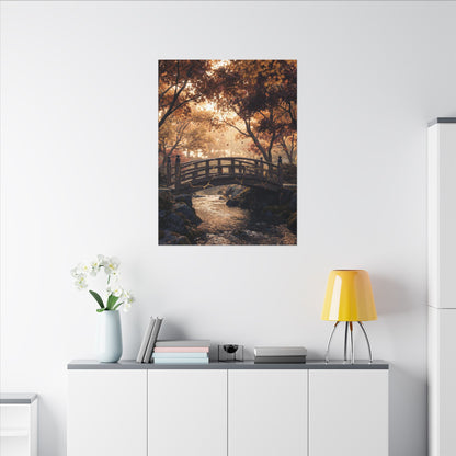 Autumn Wooden Bridge Gold Vein Canvas Art | Resilient Decor