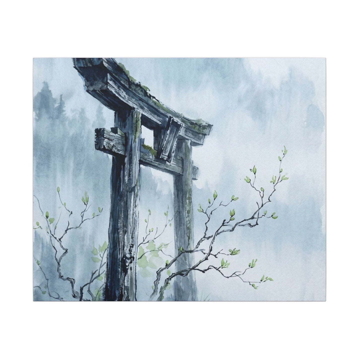 Torii Gate Canvas Art | Spring Zen Sumi E Art
