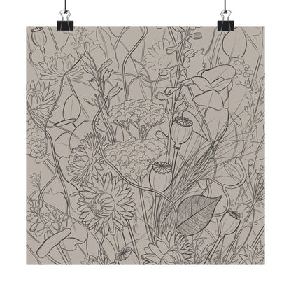 Summer Dried Flowers Minimal Line Wall Art Print | Cozy Decor