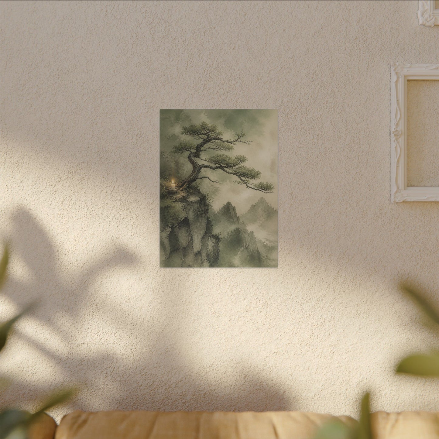 Candlelight Pine Tree Canvas Art - Japandi Kanso