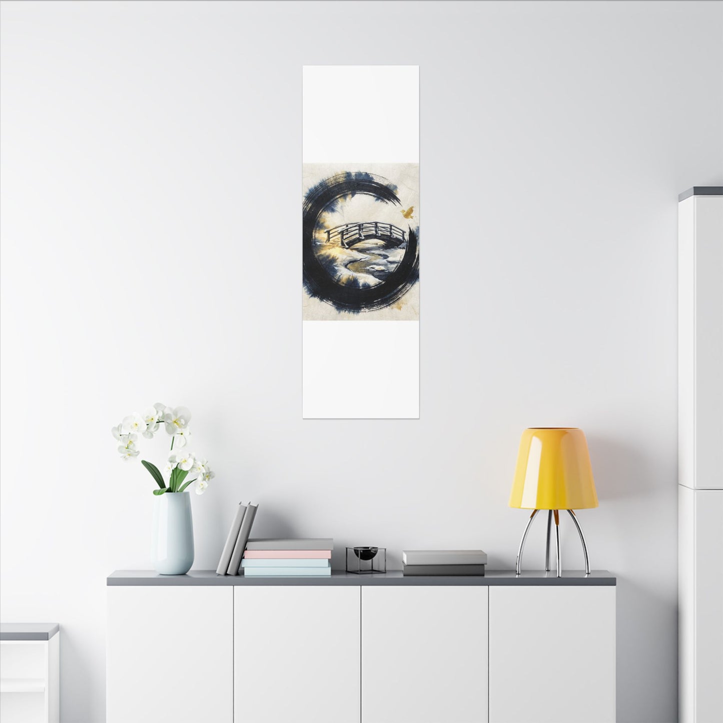 Autumn Ink Brushstroke Karesansui Canvas Art | Peaceful Decor