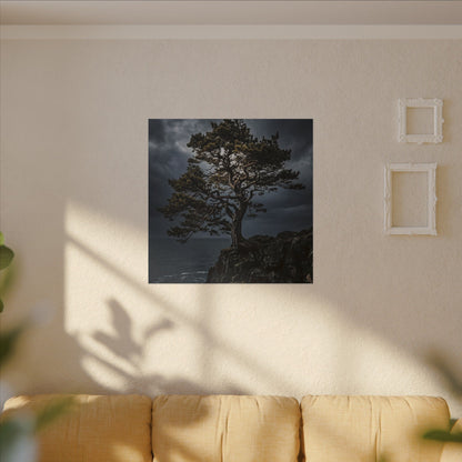 Dappled Pine Tree Canvas Art - Dark Japandi Fukinsei