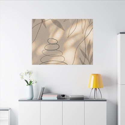 River Stones Minimal Line Canvas Art | Earthy Japandi Art