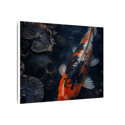 Koi Pond Canvas Art | Winter Dark Japandi Shadow Zen Art