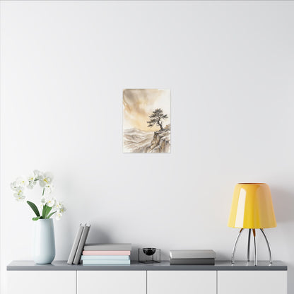 Pine Tree Canvas Art | Winter Japandi Watercolor Art