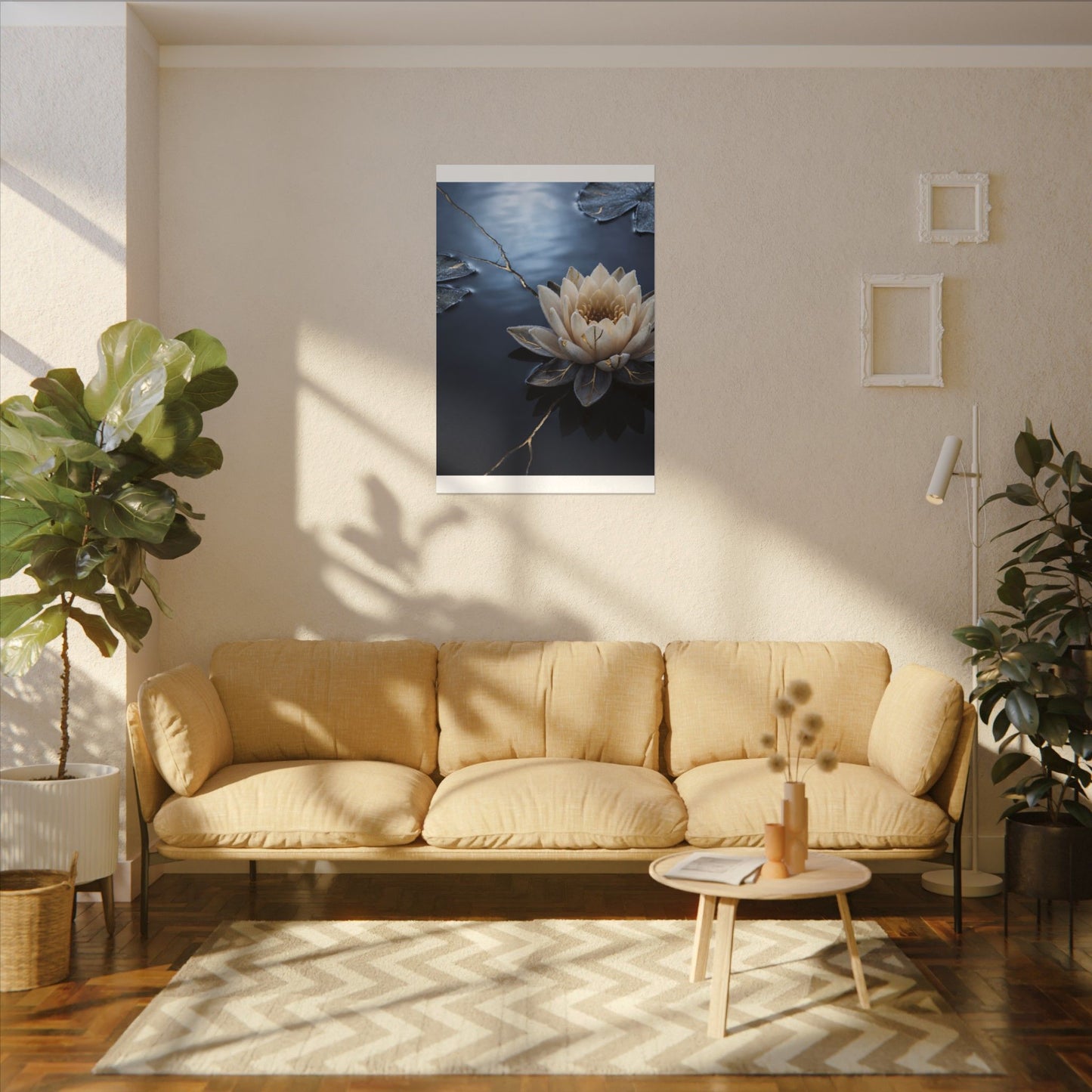 Beautiful Lotus Flower Canvas Art - Gold Vein Kintsugi