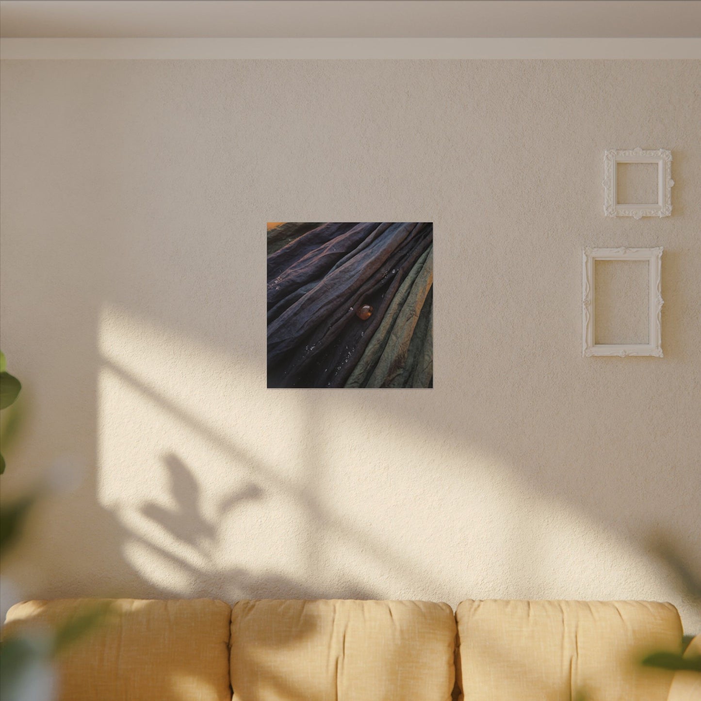 Silk Drape Shadow Zen Canvas Art | Moody Dark Japandi Art
