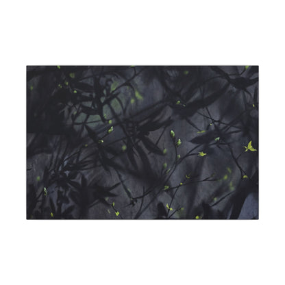 Shadow Play Spring Canvas Art | Dark Japandi Atmospheric Design