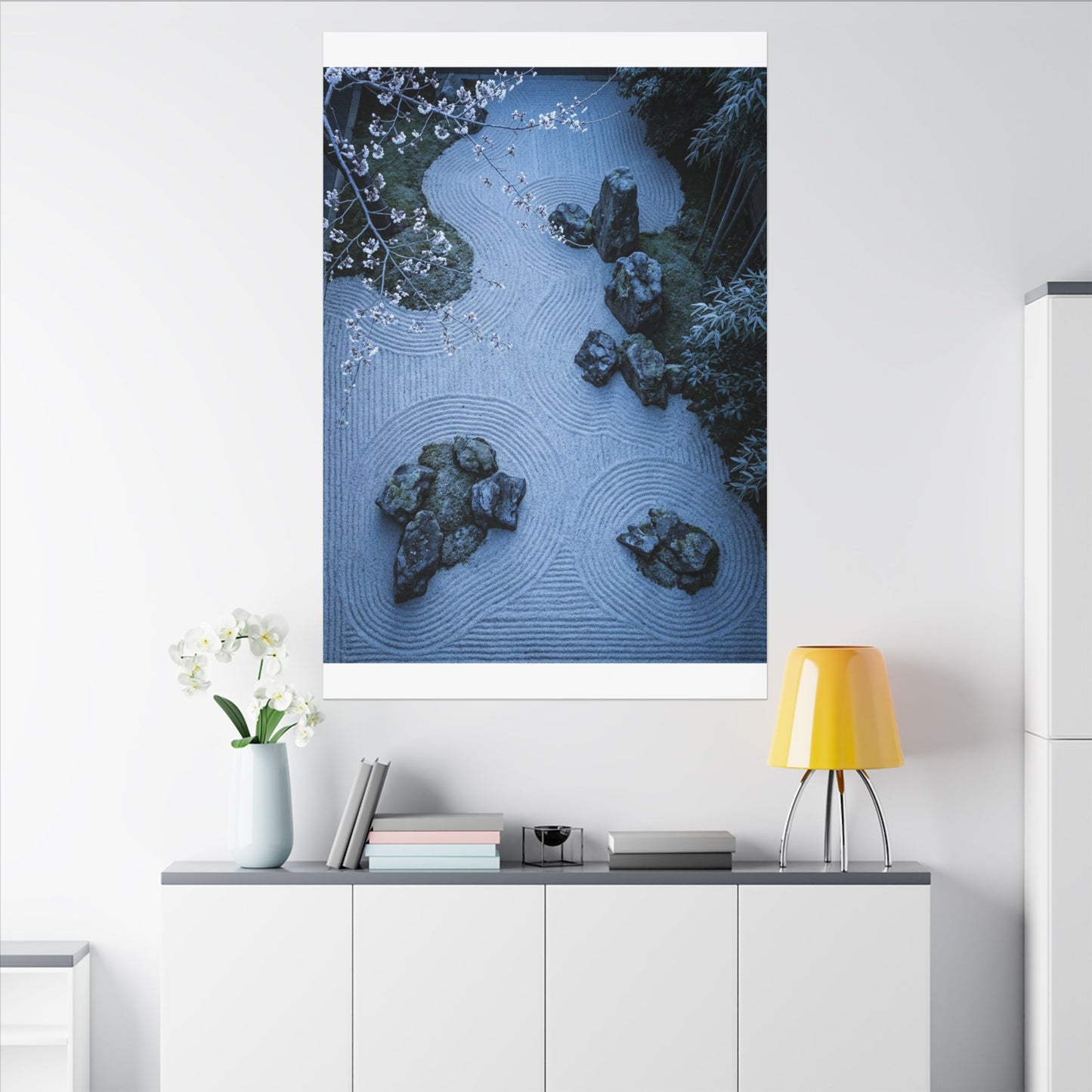 Contemplative Cherry Blossom Canvas Art - Karesansui Zen