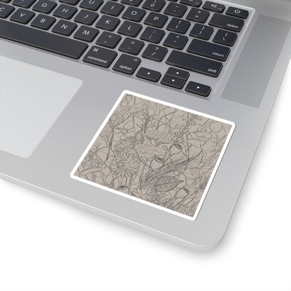 Japandi Dried Flowers in Overcast | Minimal Line Sticker
