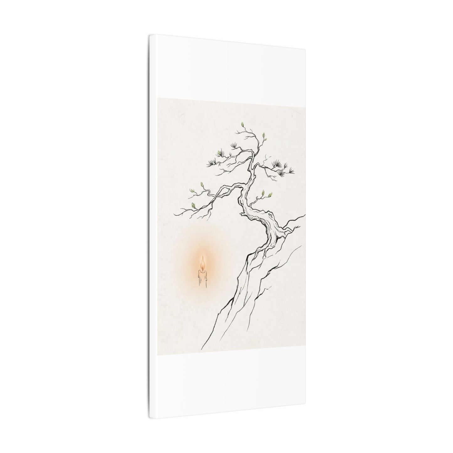 Candlelight Pine Tree Canvas Art - Japandi Shibui