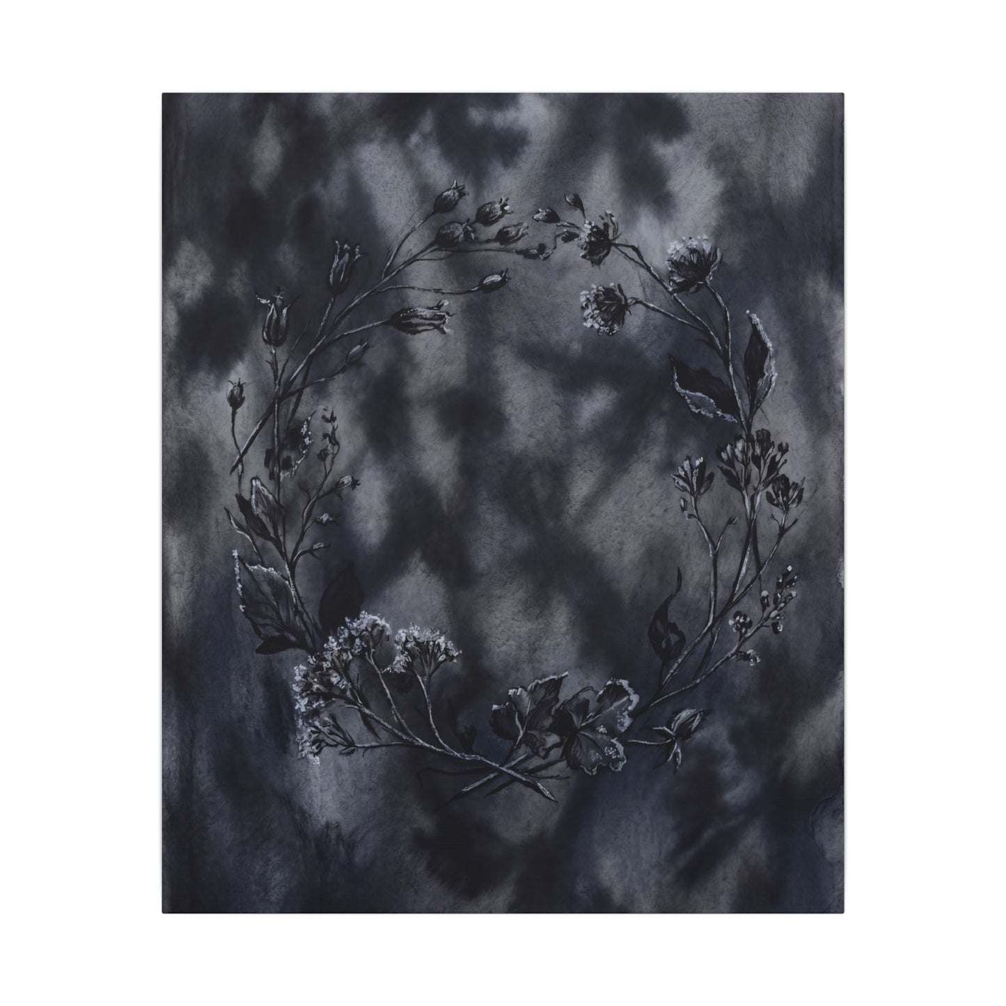 Dried Flowers Canvas Art | Winter Dark Japandi Shadow Zen Art