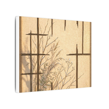 Shoji Screen Canvas Art | Winter Japandi Minimal Line Art