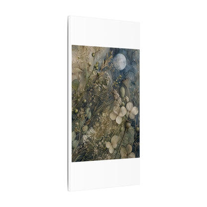 Japandi Dried Flowers in Moonlight | Watercolor Canvas Art