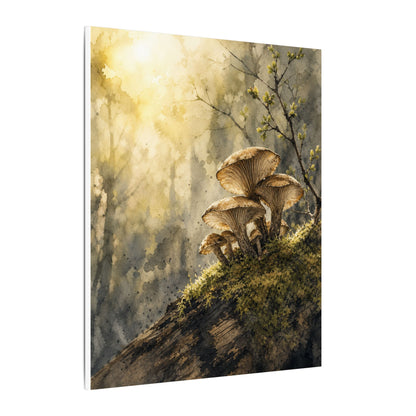 Wild Mushrooms Canvas Art | Spring Japandi Watercolor Art