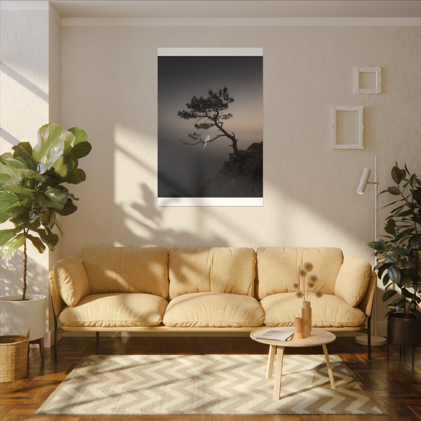 Dawn Pine Tree Canvas Art - Dark Japandi Datsuzoku