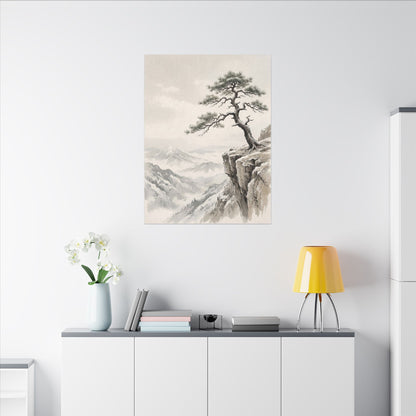 Seijaku Pine Tree Canvas Art - Japandi Japanese Pattern